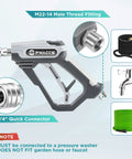 Pressure Washer Foam Gun With Dual Connector, Foam Cannon And Double Tip Attachment Car Wash Kit, M22 outlet, 1/4" connector view