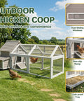 Spacious Outdoor Wooden Chicken Coop With Run For 2 To 4 Chickens, Two Nesting Boxes, Pull Out Trays, Four Perches And Ramp, Backyard Cage