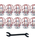 Top Shelf Chrome Fire Sprinkler Head Upright Spray Kit 1/2 Inch NPT includes 10 chrome fire sprinkler heads and wrench.