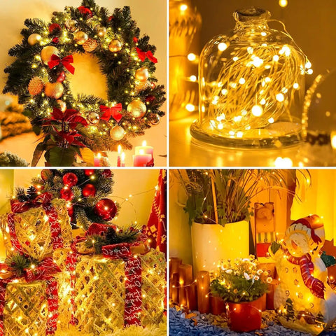 Holiday decorations with 24 Pack Battery Operated Fairy Lights With 3 Modes, 7 Foot Long Silver Wire 20 LED Mini Twinkle String Lights