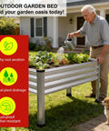 Beefy Galvanized Raised Garden Bed With Legs, 1200 Lb Load Capacity, 48x26x30In Outdoor Bed for gardening on a lawn