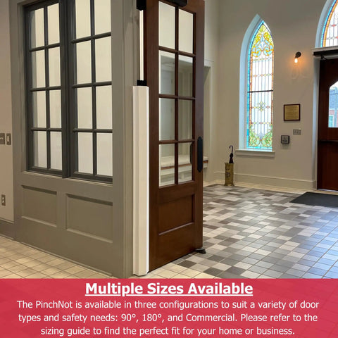 PinchNot 90 Degree Door Pinch Guard for Kid Safe Living, baby proofing hinge protector on church door, child proof door jamb