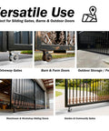 Versatile use of Heavy Duty 12 Foot V Track For Sliding Gates In Galvanized Steel Inverted V Groove Rail shown in residential and commercial settings.