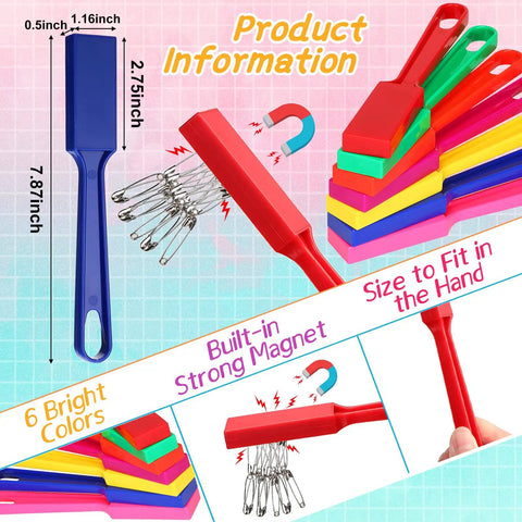 Colorful Magnetic Wands Set For Classroom Learning Hands On 12 Piece Rainbow 8 Inch Wands with Built-in Magnet