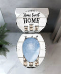 Elongated Toilet Seat Resin for Farmhouse Bathroom with decorative jars and home-themed design, fitting most standard toilets.