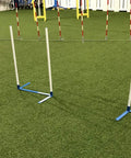 Agility Weave Poles Pro Grade Adjustable Six Pole Set with Carrying Case and Grass Stakes for Dog Training in 2x2 Setup