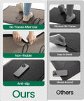 Comparison of Hello Door Mat 17x30 No Slip Durable Rubber Entrance Doormat with others showing no traces, non-fray, and anti-slip features.
