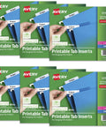 Slick Insertable Index Tabs, 2 Inch White File Folder Labels Compatible With Laser And Inkjet Printers, Bulk 600 Count Hangfile Sheets displayed on packaging.
