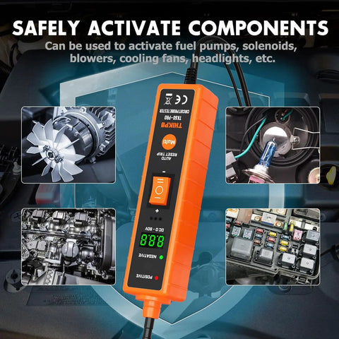Power Circuit Probe Tester Kit For Automotive Electrical System With 6V-24V DC Test Light showing component activation feature