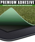 Close-up of premium adhesive on Game Ready Turf Golf Hitting Mat With 9 Tees And Rubber Tee Holder Heavy Duty Backing.