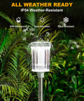 Super Bright Solar Pathway Lights 10 Pack For Outdoor Use IP54 Waterproof Garden Lights in rain demonstrating weather resistance
