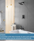Modern bathroom with Brushed Gold Shower Faucet Set With Waterfall Tub Spout Complete Shower System Kit With Trim Rough In Valve