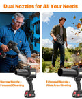 Cordless Brushless Leaf Blower With 900G Blowing Power Turbo Jet Beast Mode 480W Motor Dual 3000mAh Batteries in workshop and garden use