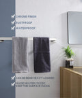 24 Inch Single Towel Bar Wall Mounted In Polished Chrome, SUS304 Stainless Steel Bathroom And Kitchen Towel Holder with towels