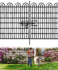 15 Panels Tall Garden Animal Barrier Fence With Gate No Dig Outdoor Fence For Yard, 33 in High by 36.8 ft Long, rustproof metal