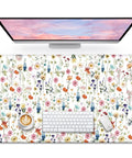 Ultra Large Desk Pad For Desktop 31.5 Inch By 11.8 Inch Extended Mouse Pad With Anti Slip Surface Featuring Wildflowers Design