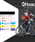 Cyclist riding BMX bike with Box branding, highlighting performance levels and categories from 0 to 5, "Be Different" slogan visible.