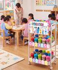 Hydration Station Cart For Classrooms And Offices, 3-Tier Plastic Rolling Water Bottle Grab-And-Go Organizer Trolley