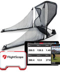Mevo Launch Monitor Bundle With Pro Series Golf Net And Side Barriers For Indoor And Outdoor Practice, Eight Swing Data Parameters shown