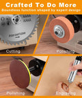 Do-It-All 69-Piece Jewelry Making Polisher Kit showcasing cutting, polishing, and engraving tools in use on metal and wood.