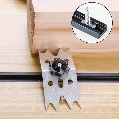 Six Piece Slab Clamping Dogs Set For Woodworking, Bench Dogs Router Sled For CNC And Panel Processing on a wooden slab