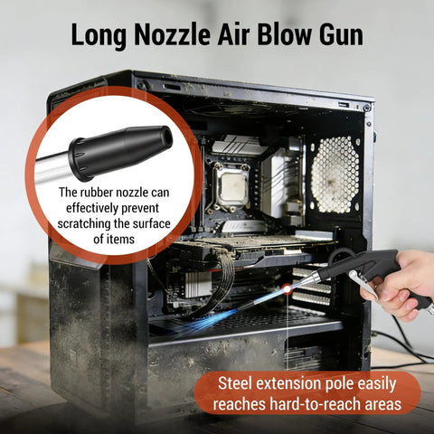Pro Grade High Volume Air Blow Gun With Adjustable Trigger Stream One Quarter Inch Quick Fitting Nozzle for PC cleaning