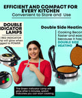 Libra Electric Roti Maker Machine With Non Stick 8.5 Inch Plates Auto Temp Control And Durable Handle showcasing double side heating and indicator lamps.