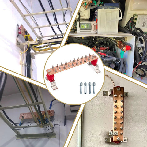 Heavy Duty 10 Inch Copper Ground Bar Kit With 900A Grounding Busbar And UL Recognized SM40 Insulators installed in various settings
