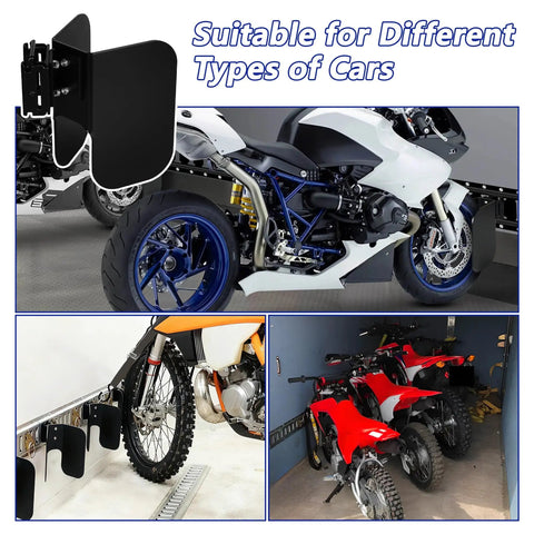 Heavy Duty E Track Wheel Chock For E Track System with motorcycles and dirt bikes in trailers and garages