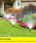 Above Ground Garden Sprinkler System With Metal Adjustable Heads, 360 Degree Coverage For Lawn, Patio, Flower Beds And Yard