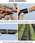 20 Pack Drip Irrigation Barbed Coupling Fittings For Half Inch Tubing 17 mm Barbed Connectors Easy Install in garden setup