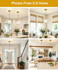 Straight Up Three Pack Brushed Gold Crystal Pendant Lights For Kitchen Islands, elegant lighting in modern kitchen and dining spaces