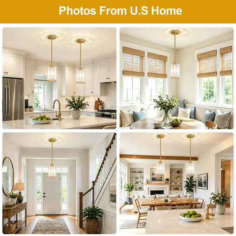 Straight Up Three Pack Brushed Gold Crystal Pendant Lights For Kitchen Islands, elegant lighting in modern kitchen and dining spaces