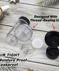 Moisture Proof Salt And Pepper Shaker Set With Airtight Lid on wooden table, showing thread-sealing lid and clear compartments