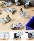 Heavy Duty Storage Rack Caster Wheels Badass 2 Inch Rollers With Secure Top Brakes Fits Boltless Shelving Units, top-down view.
