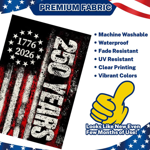 Patriotic 250th Anniversary USA Garden Flag For Outside Double Sided Waterproof Stars And Stripes Banner 1776 2026 design