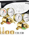 Go-To Dual Stage Oxygen And Acetylene Regulator Set With Easy Read Gauges, brass regulators, CGA540 CGA200 compatible