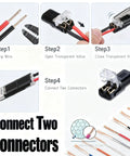 Step guide for using 150 Pcs Double Wire Plug In Connector With Locking Buckle for DIY Strip Lights