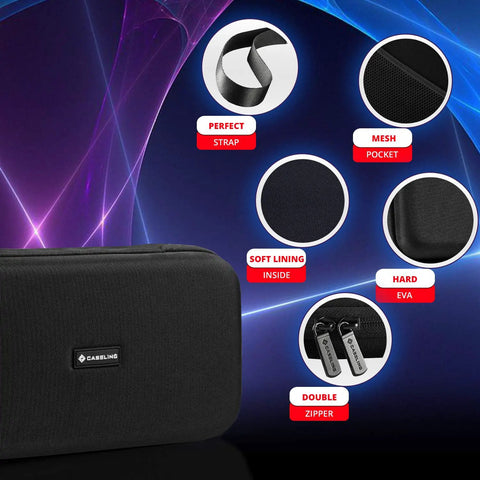 Howard Leight Impact Sport Earmuffs Hard Case EVA Protective Travel Storage with mesh pocket, double zipper, soft lining.