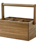 Acacia Wood Silverware Caddy With Handle, Multi Purpose Utensil Organizer For Kitchen, Office, Bathroom And Bedroom, Four Large Compartments