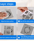 Four steps to use Fifty Pack Disposable Drain Sticker Hair Catcher That Hits Different With Heavy Duty Mesh And Straight Up Kicks Clogs To The Curb For Showers Sinks And Bathtubs Easy Peel Adhesive Screen.