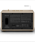 Back view of Acton III Bluetooth Home Speaker With Room-Filling Sound And Bass Treble Controls, Cream finish, power input visible.