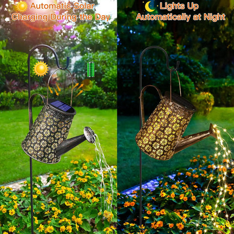 Solar Watering Can With Lights For Outdoor Garden Decor Waterproof Hanging Lanterns With 90 LEDs On Copper String Lights