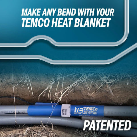 Temco Th4001 PVC Conduit Heat Blanket Bender shaping smooth bends in plastic pipes in underground installation.
