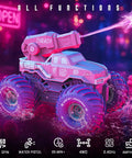 Amphibious 3-In-1 RC Stunt Car For Kids, 4WD Offroad That Transforms To Water Boat With Built-In Water Gun, Pink Monster Truck