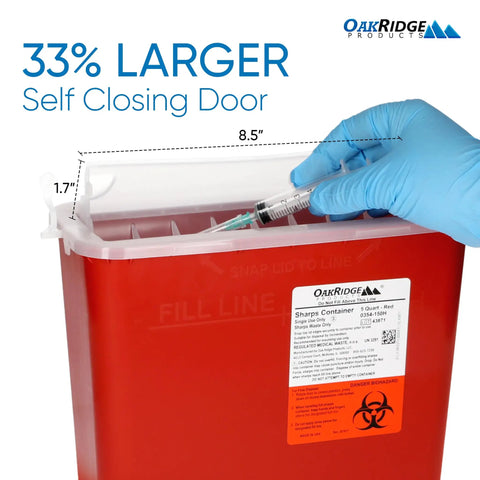 5 Quart Sharps Container 3 Pack For Home And Professional Use With Horizontal Drop Lid And Dual Levers For Safe Biohazard Needle And Syringe Disposal CDC Certified