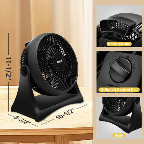 Compact Wall Mounted Desk Fan With TurboForce Airflow for High Velocity Cooling Three Speeds Quiet Operation and Fully Adjustable Tilt