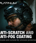 Person wearing Tracker II Tactical Safety Glasses With Smoke Polycarbonate Lens and helmet in dim light