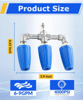 3-In-1 Turbo Nozzle For Pressure Washer With 360 Degree Rotating Jet Streams That Clean Tough Grime Fast And Make Scrubbing Way Easier, 4000 PSI, 4-6 GPM, 1 Quarter Inch Quick Connect, 2.0 Orifice, Blue, showing dimensions