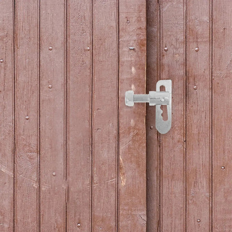 Spring Loaded Trailer Pin Latch M12x25mm Galvanized Steel Rugged Beefy Heavy Duty Gate Lock Ramp Gate Hardware For Secure Hauling And Quick No Nonsense Trailer Access on wooden gate
